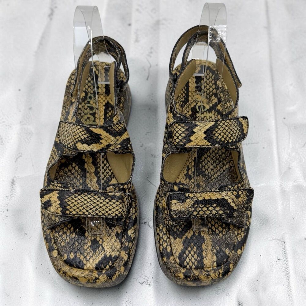 Loeffler Randall Blaise Yellow Snake Print Platform Sandals Sz 7 - Summer Resort